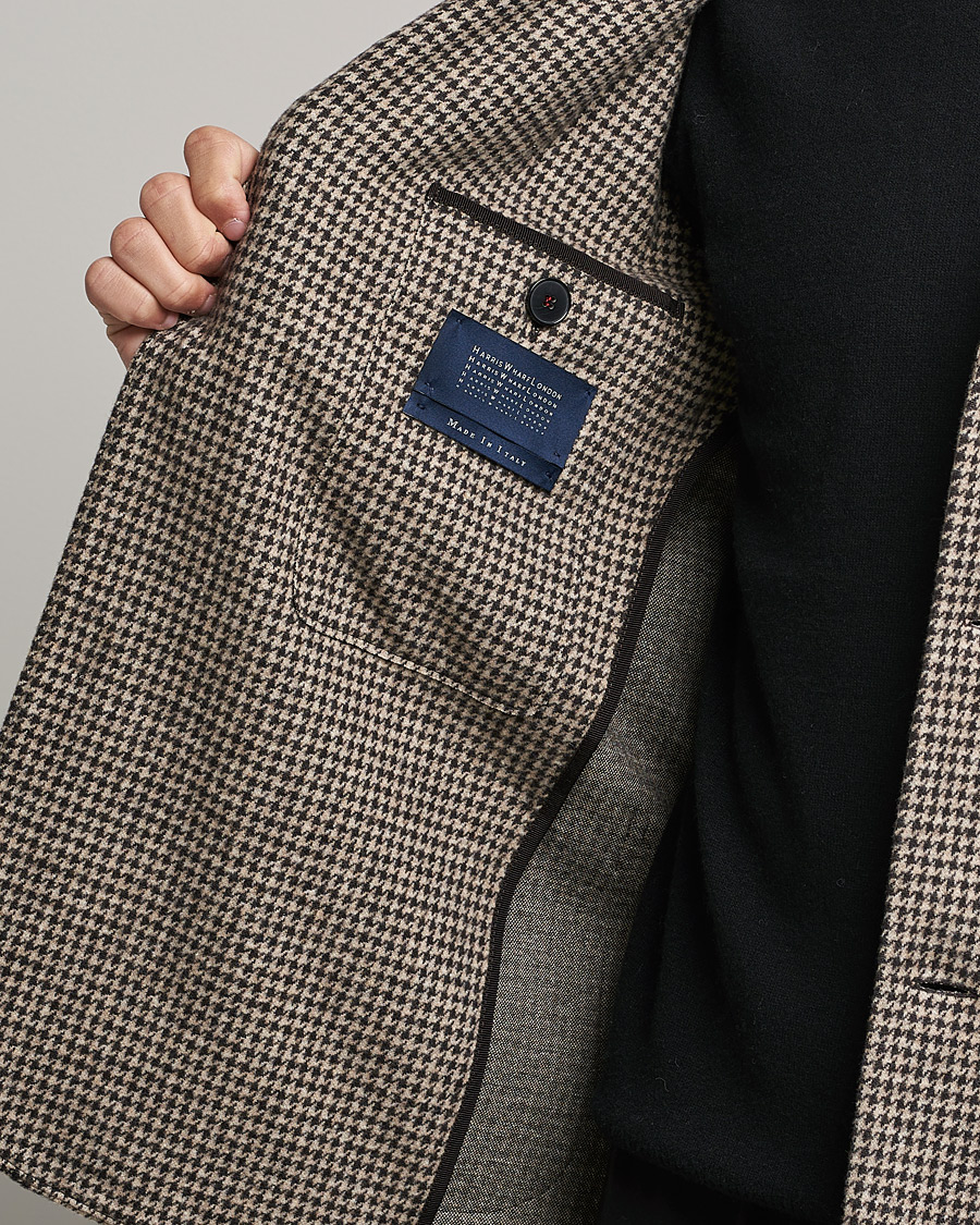Homme | Blazers | Harris Wharf London | Dropped Shoulder Houndstooth Jacket Beige