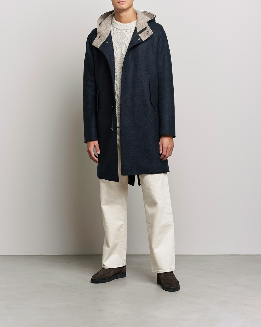 Homme | Manteaux Et Vestes | Harris Wharf London | Fishtail Wool Parka Navy