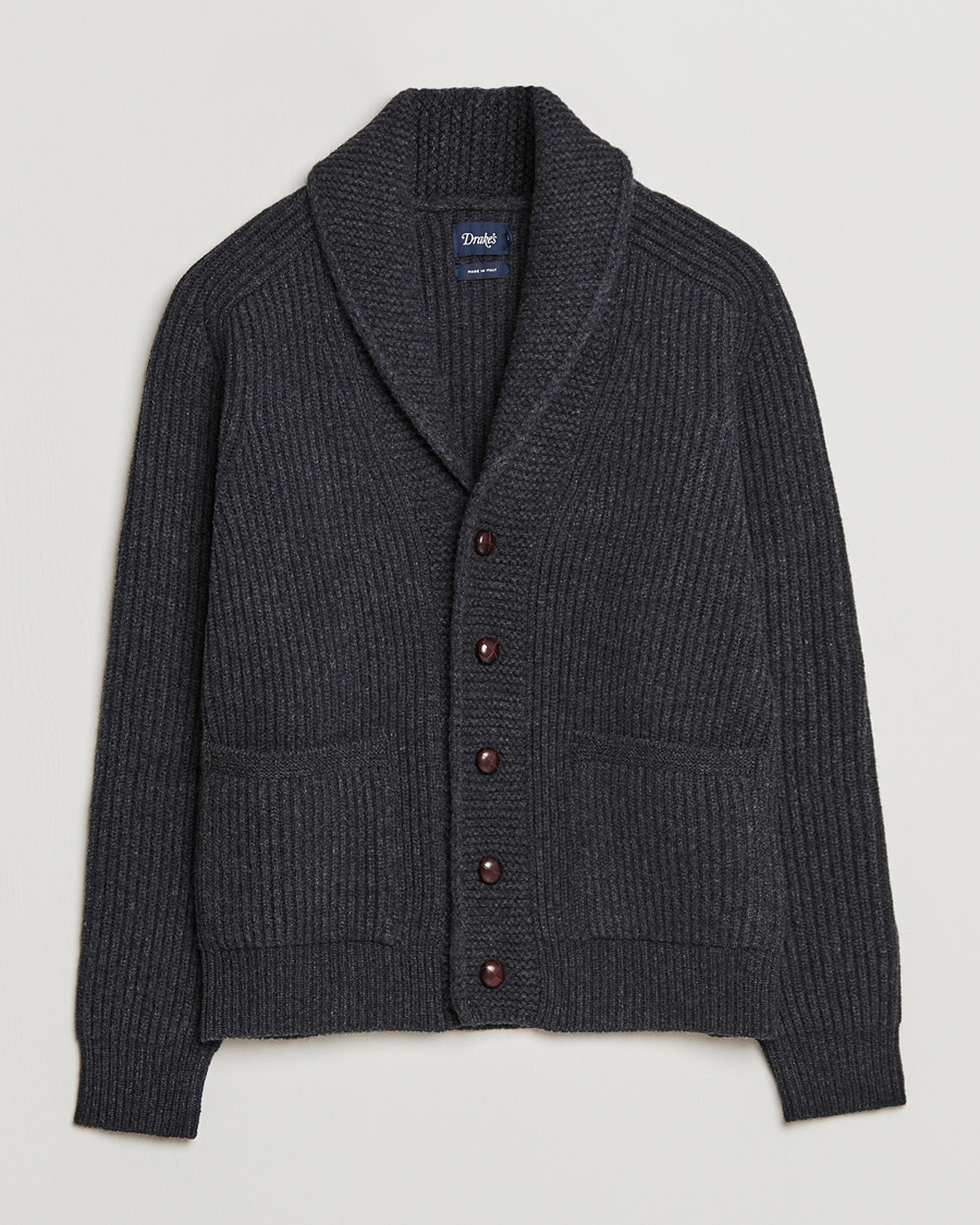 Homme | Pulls Et Tricots | Drake's | Lambswool 6-Ply Shawl Collar Cardigan Grey