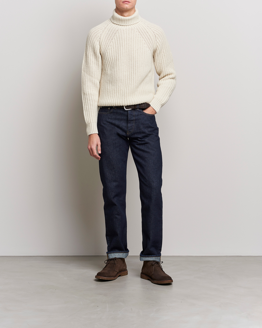 Homme | Pulls Et Tricots | Drake's | Lambswool Heavy Submariner Roll Neck White