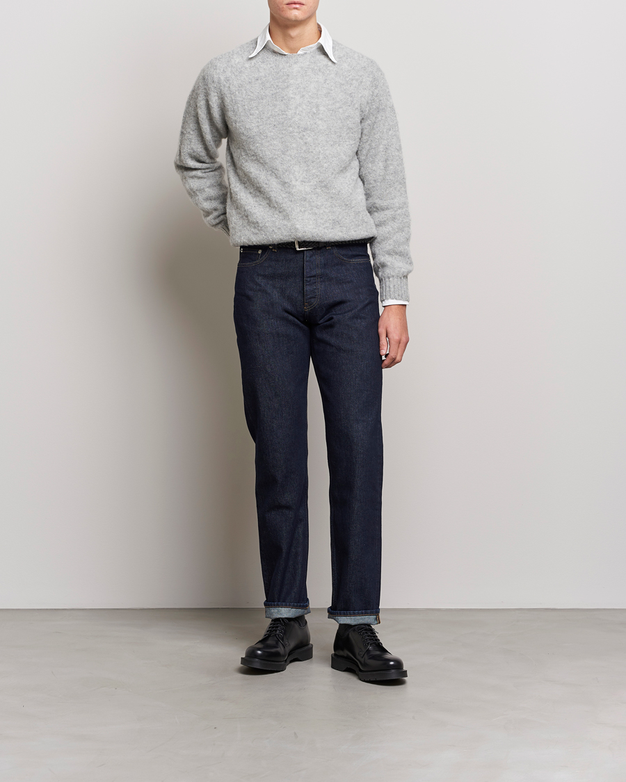Homme | Pulls Et Tricots | Drake's | Brushed Shetland Crew Grey