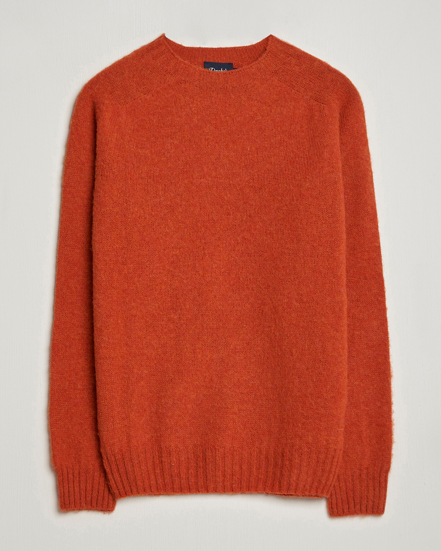 Homme | Pulls Et Tricots | Drake's | Brushed Shetland Crew Orange