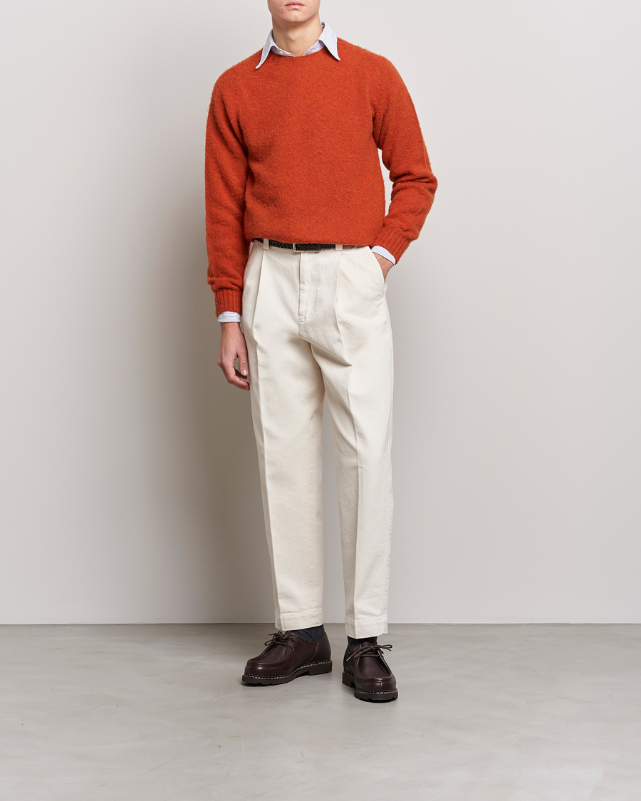 Homme | Pulls Et Tricots | Drake's | Brushed Shetland Crew Orange