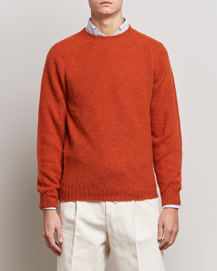 Homme | Pulls Et Tricots | Drake's | Brushed Shetland Crew Orange