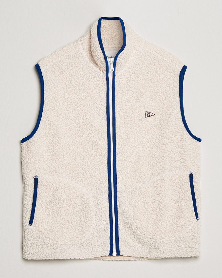 Homme | Pulls Et Tricots | Drake's | Zip Through Fleece Vest Ecru