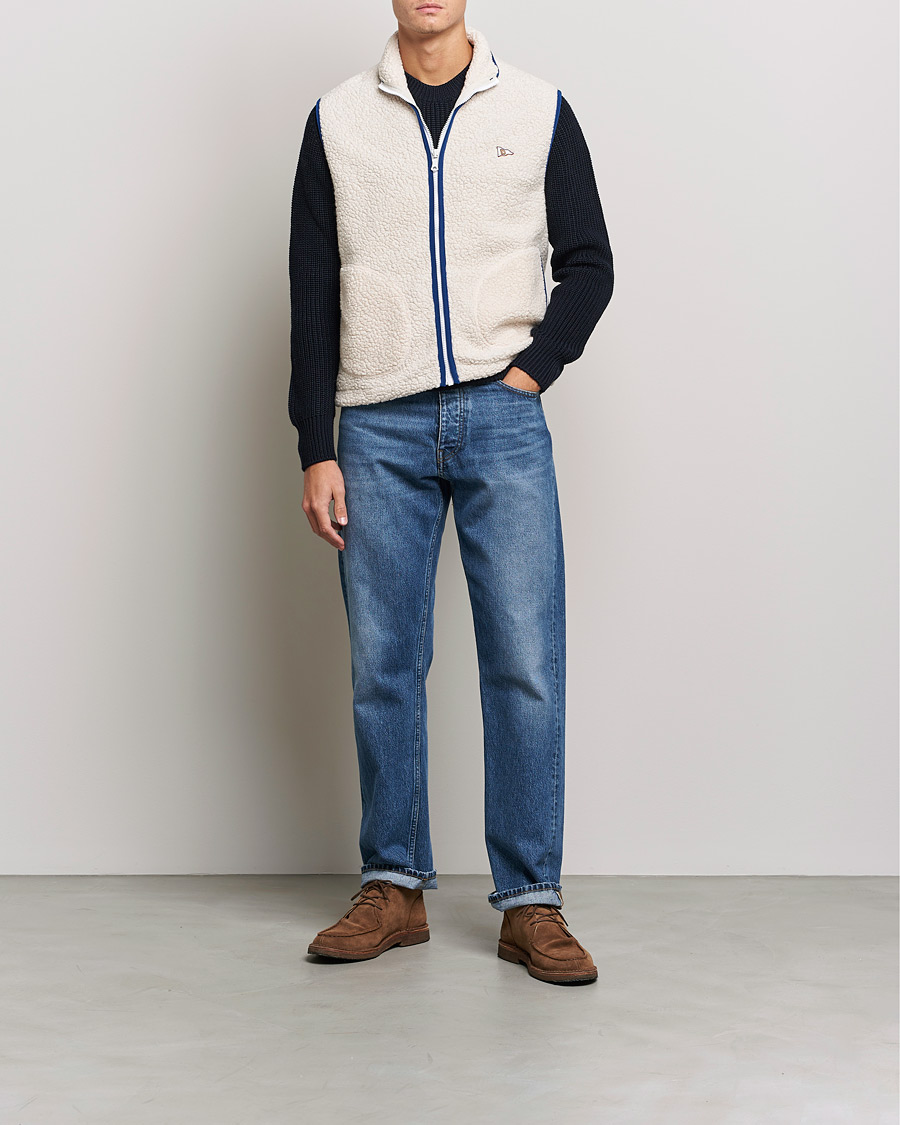 Homme | Pulls Et Tricots | Drake's | Zip Through Fleece Vest Ecru