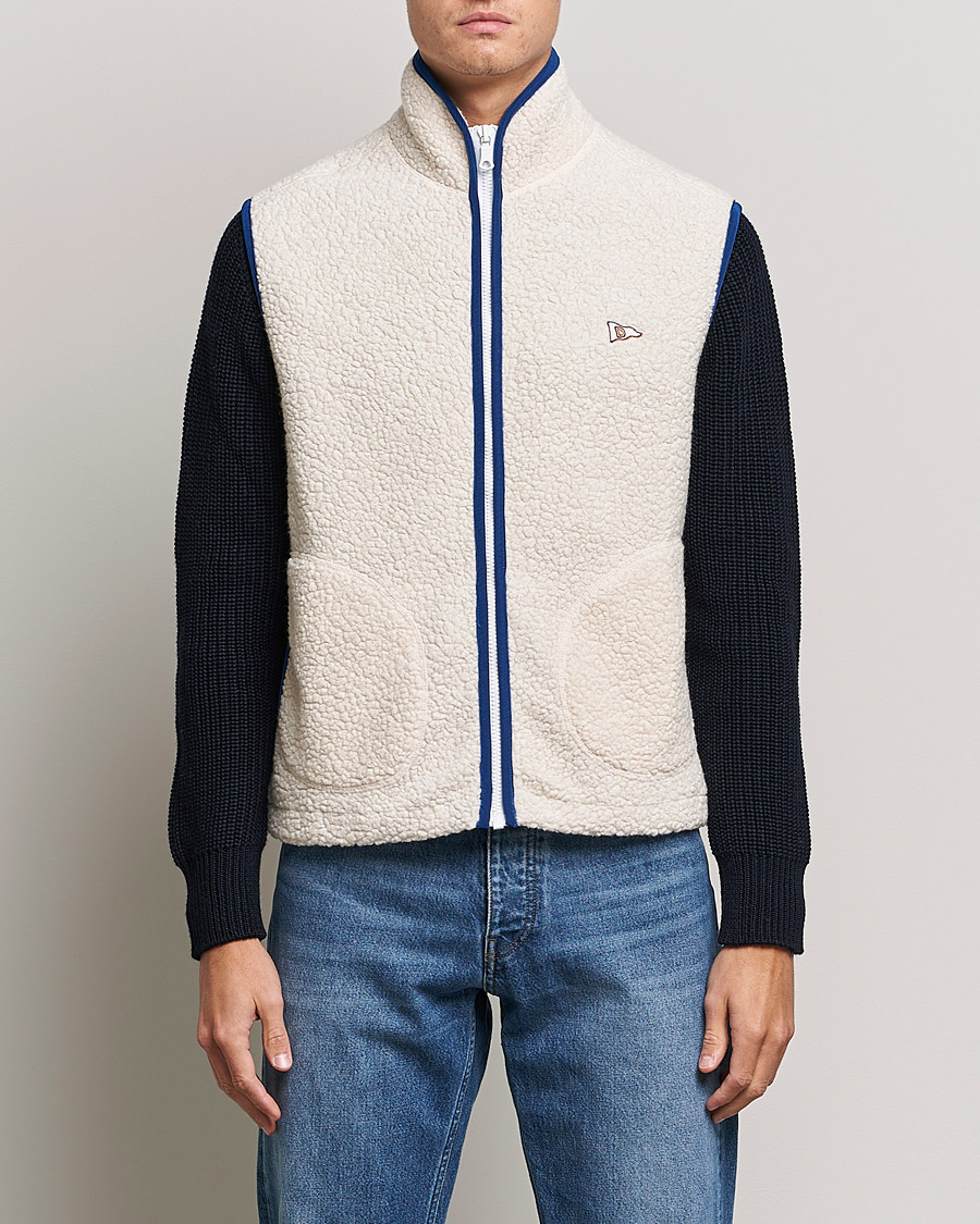 Homme | Pulls Et Tricots | Drake's | Zip Through Fleece Vest Ecru