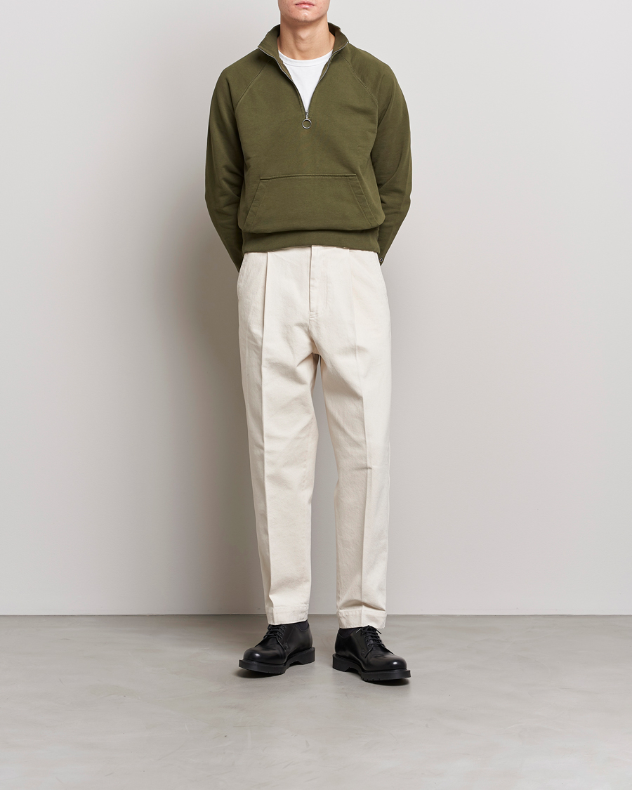 Homme | Pulls Et Tricots | Drake's | Quarter Zip Sweatshirt Green