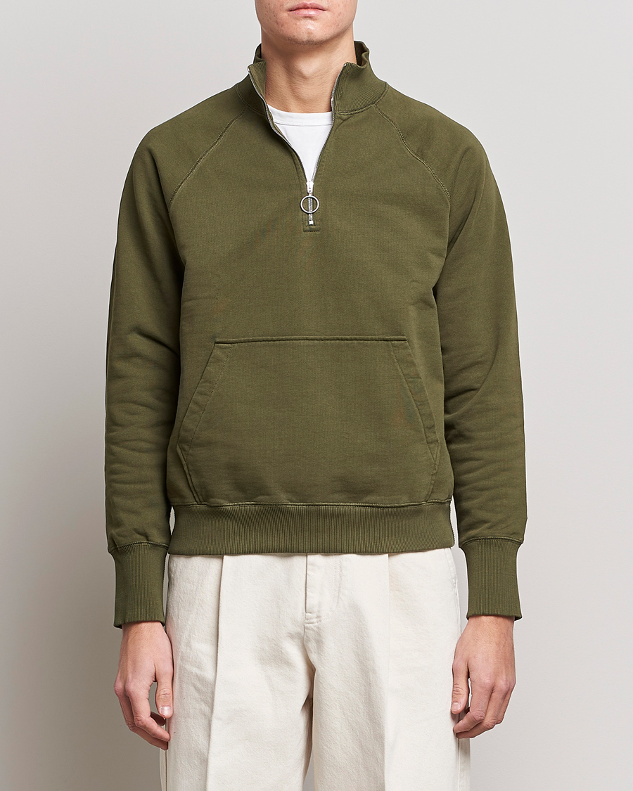 Homme | Pulls Et Tricots | Drake's | Quarter Zip Sweatshirt Green
