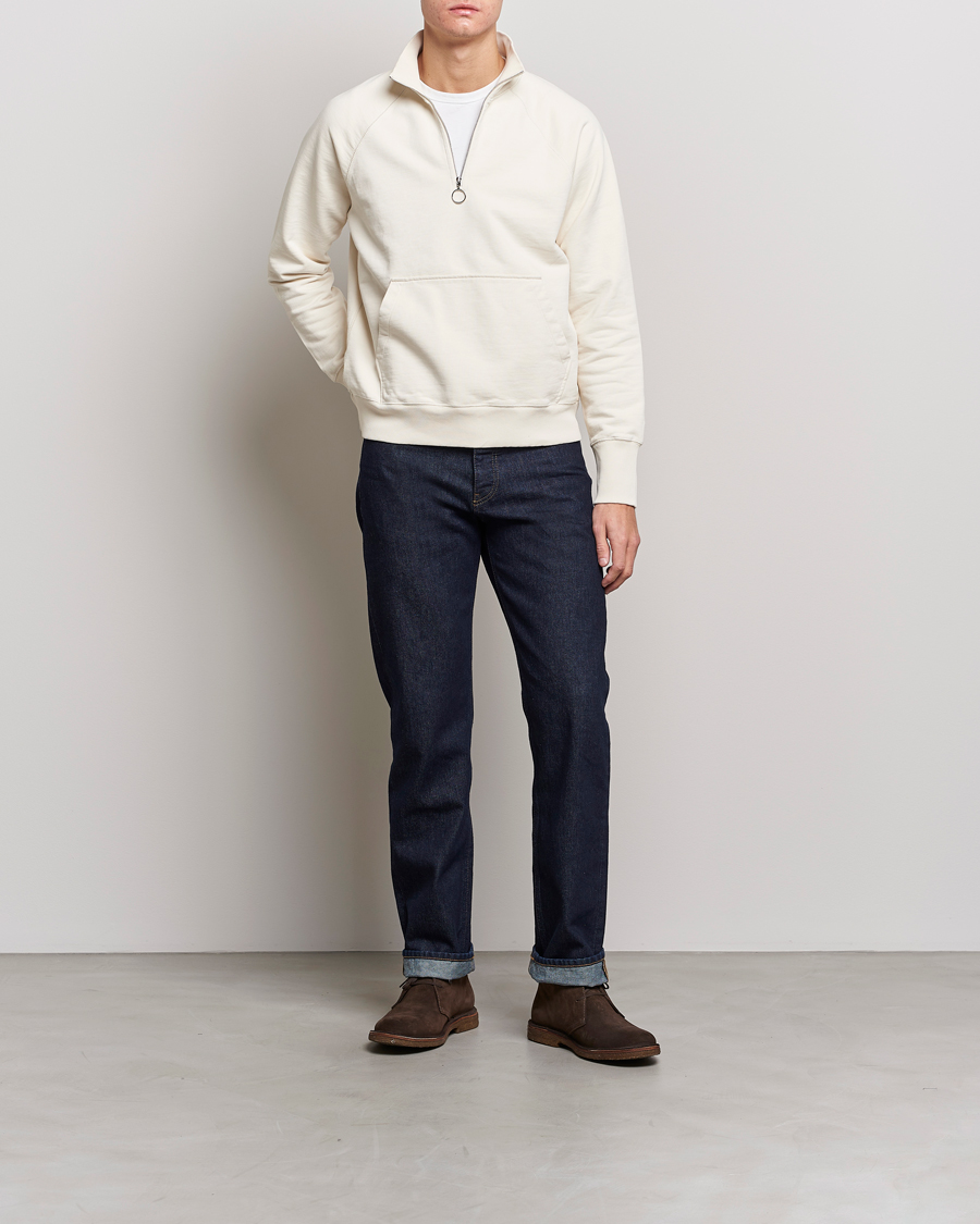 Homme | Pulls Et Tricots | Drake's | Quarter Zip Sweatshirt Ecru