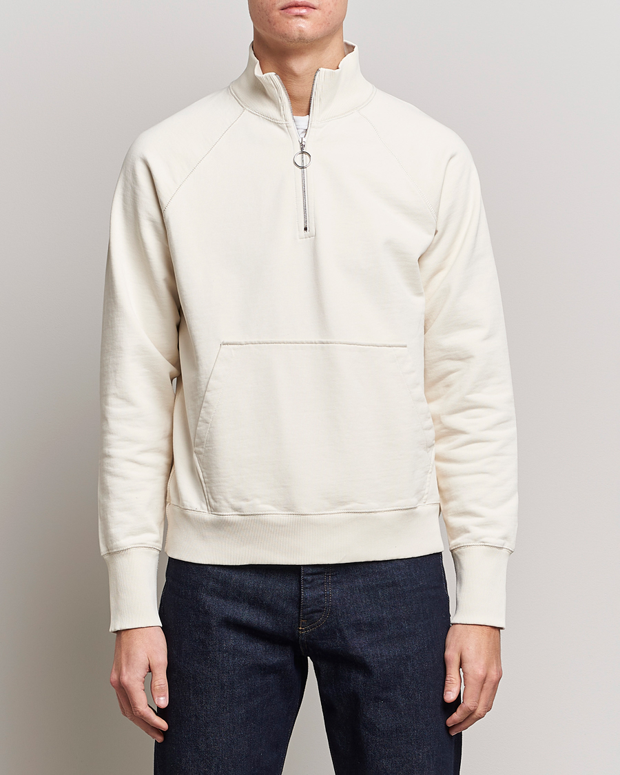 Homme | Pulls Et Tricots | Drake's | Quarter Zip Sweatshirt Ecru