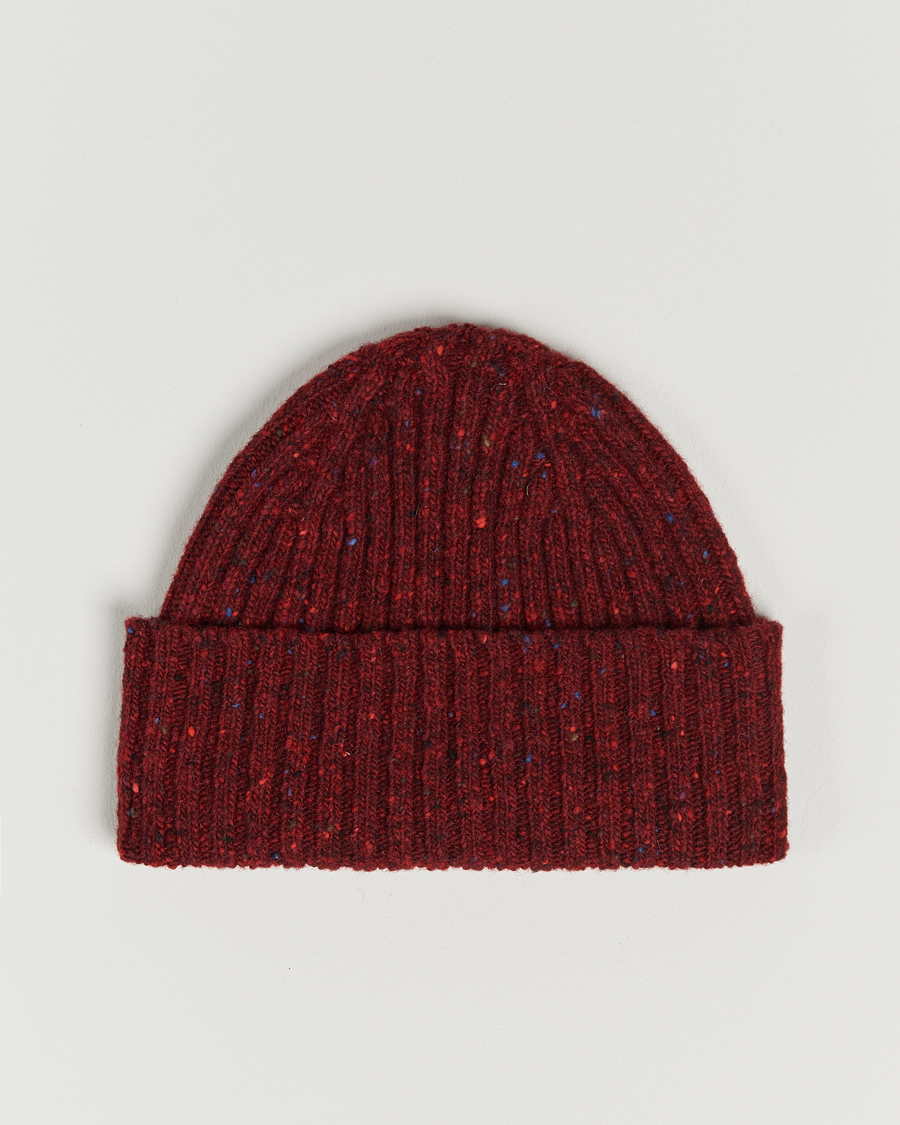 Homme | Drake's Donegal Beanie Hat Red | Drake's | Donegal Beanie Hat Red