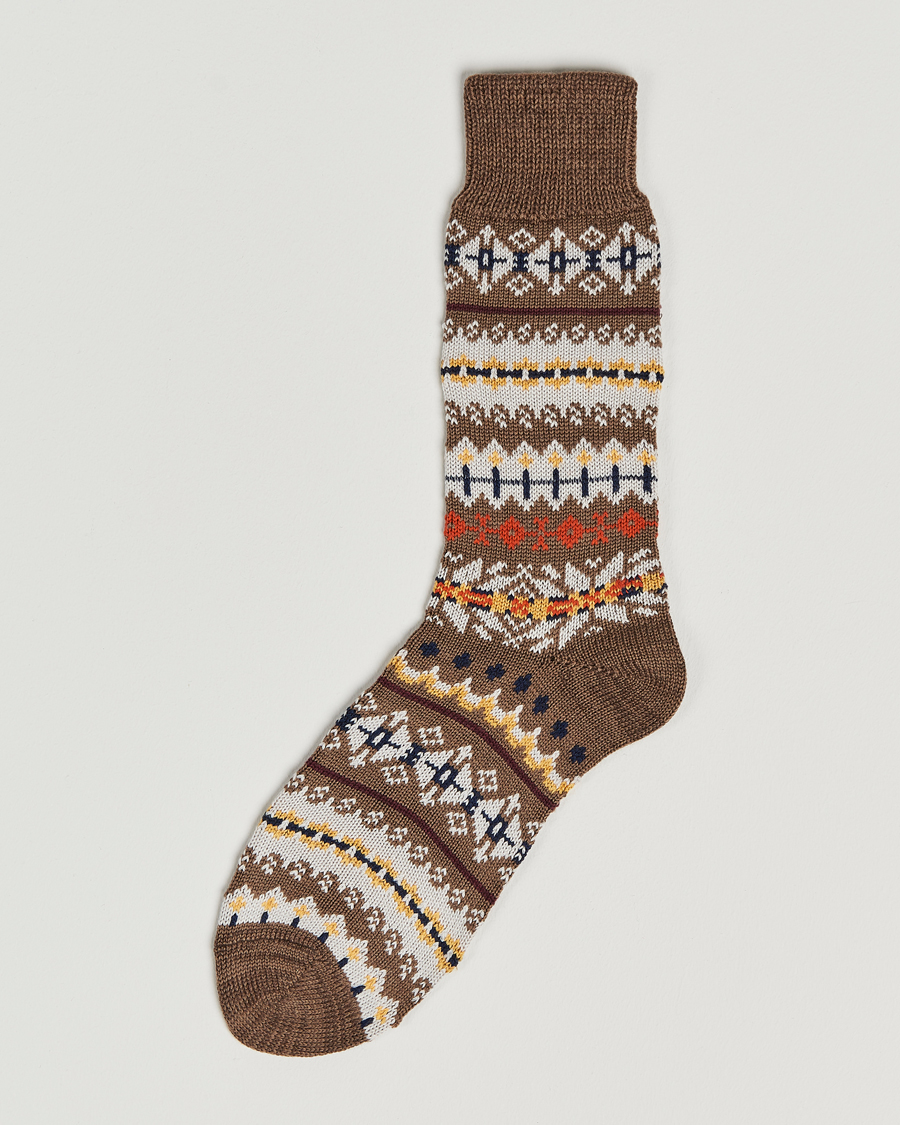 Homme | Sous-Vêtements Et Chaussettes | Drake's | Fairisle Wool/Cotton Socks Brown