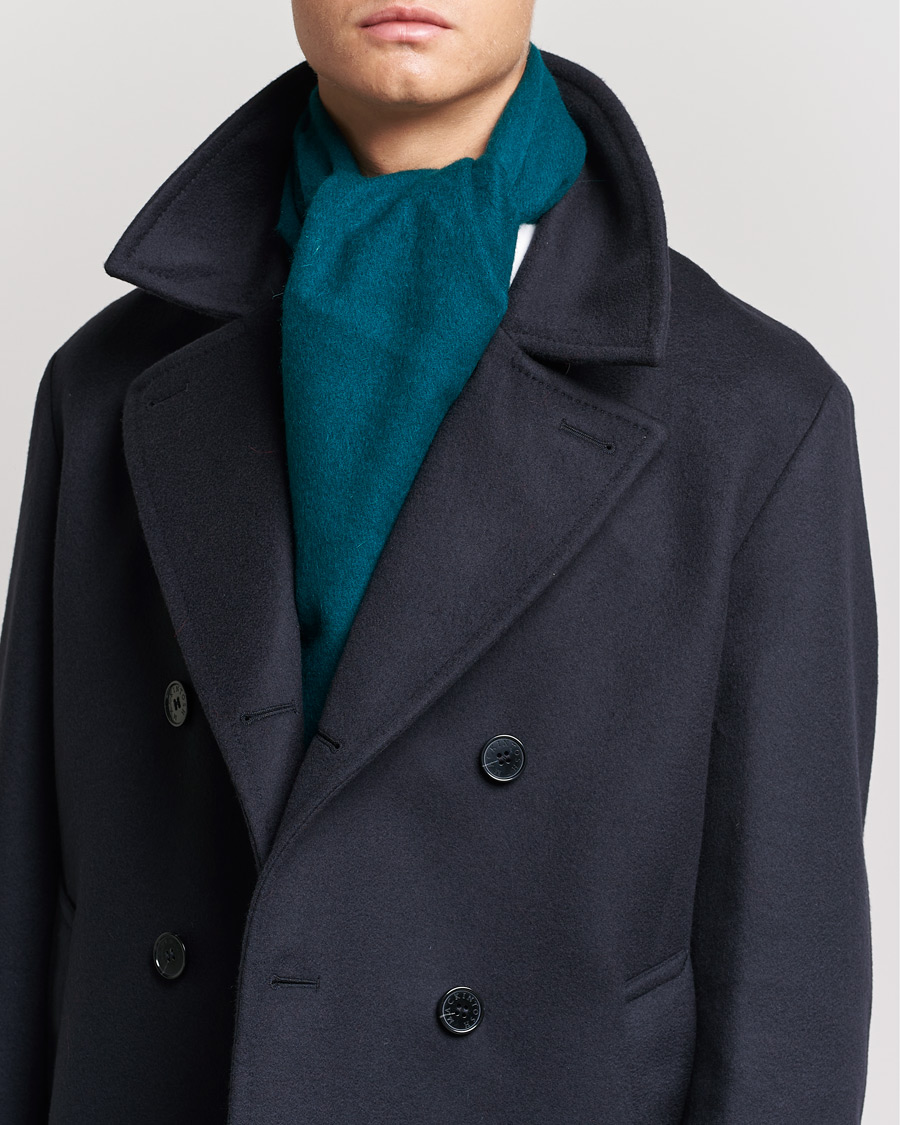 Homme | Drake's Geelongora Tasselled Scarf Green | Drake's | Geelongora Tasselled Scarf Green