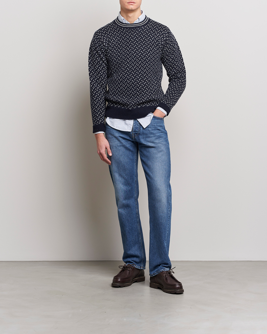 Homme | Pulls Et Tricots | Drake's | Norwegian Wool/Alpaca Crew Navy
