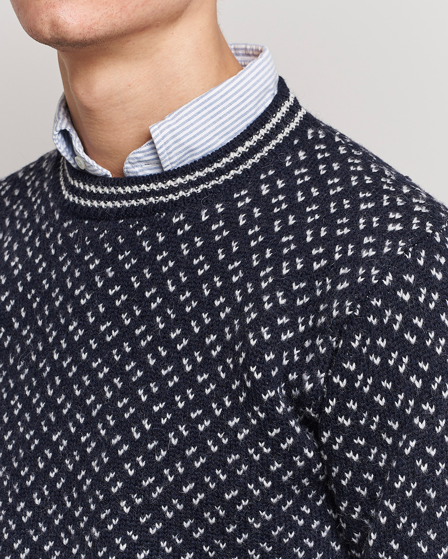 Homme | Pulls Et Tricots | Drake's | Norwegian Wool/Alpaca Crew Navy