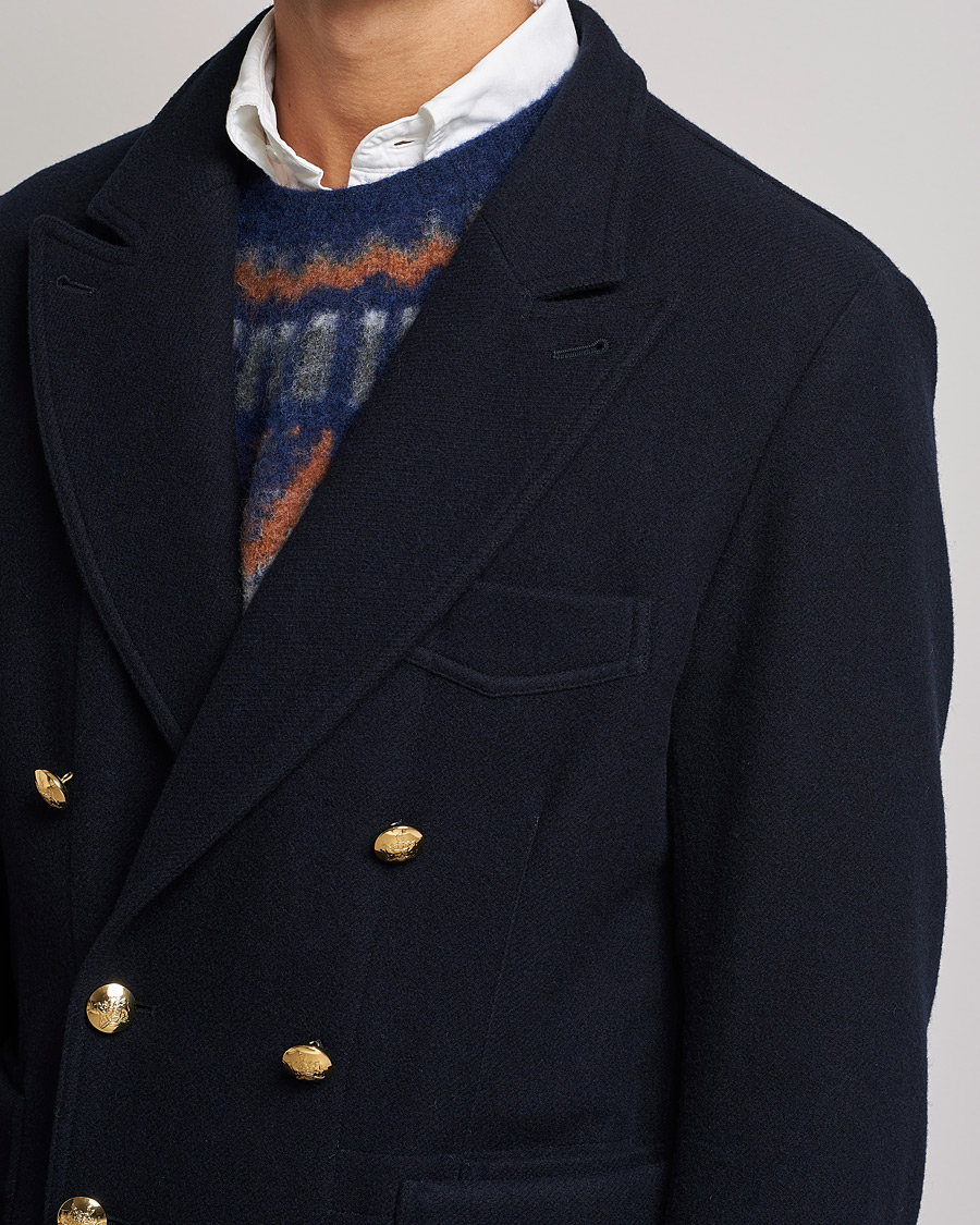 Homme | Blazers | Drake's | MKIII Double Breasted Wool/Flannel Blazer Navy