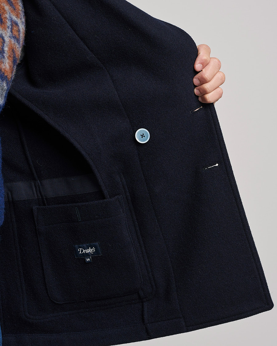 Homme | Blazers | Drake's | MKIII Double Breasted Wool/Flannel Blazer Navy