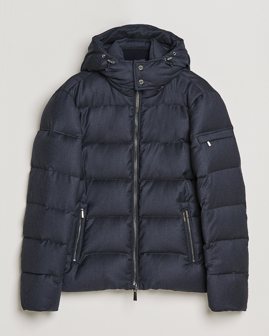Homme | Manteaux Et Vestes | MooRER | Brett Wool/Cashmere Hooded Jacket Blue Grey