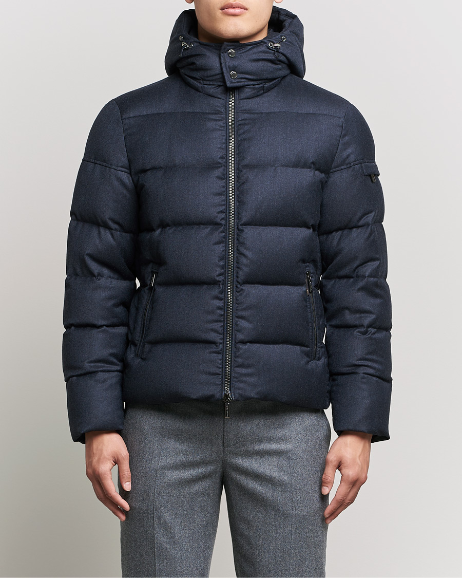 Homme | Manteaux Et Vestes | MooRER | Brett Wool/Cashmere Hooded Jacket Blue Grey