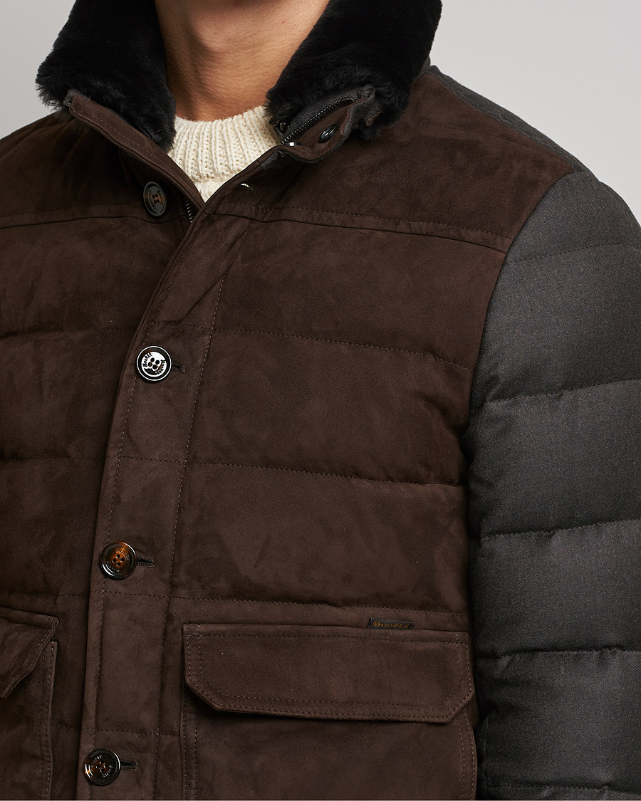 Homme | Manteaux Et Vestes | MooRER | Fantoni Wool/Cashmere Suede Bomber Jacket Dark Brown
