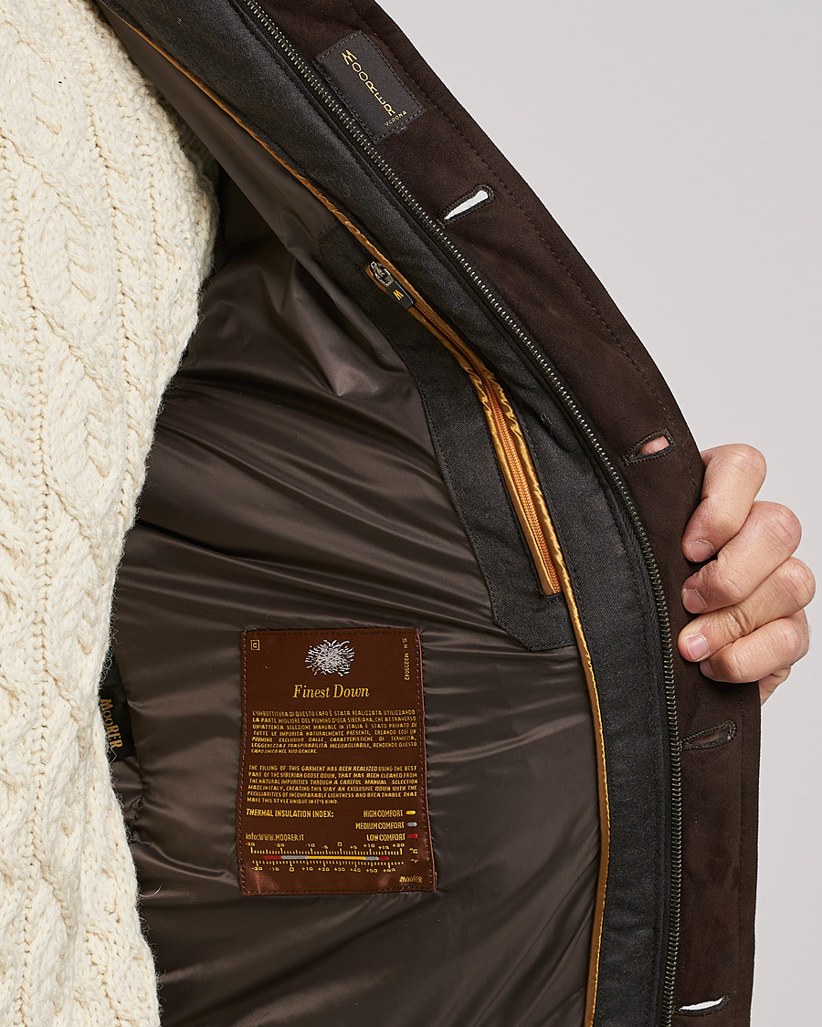 Homme | Manteaux Et Vestes | MooRER | Fantoni Wool/Cashmere Suede Bomber Jacket Dark Brown