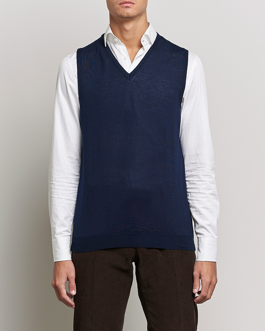 Homme | Pulls Et Tricots | Stenströms | Merino Slipover Navy
