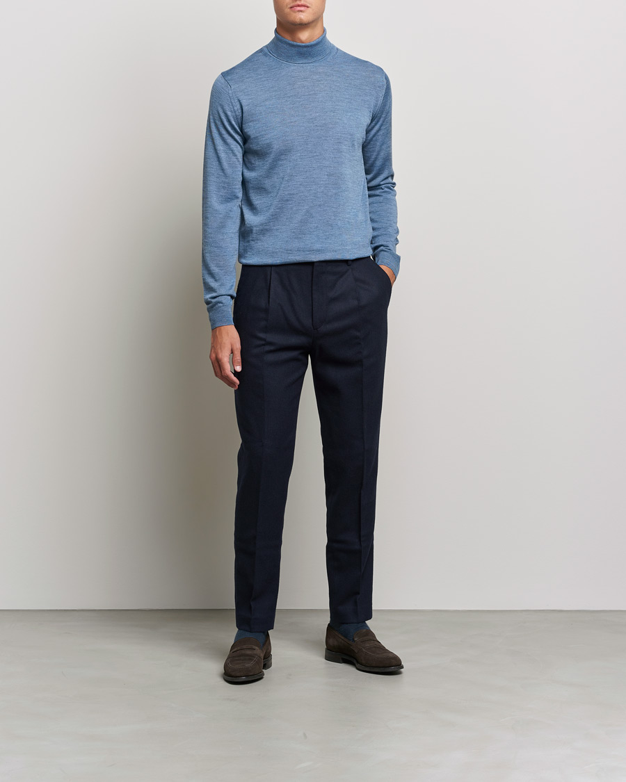 Homme | Pulls Et Tricots | Stenströms | Fine Merino Rollneck Light Blue