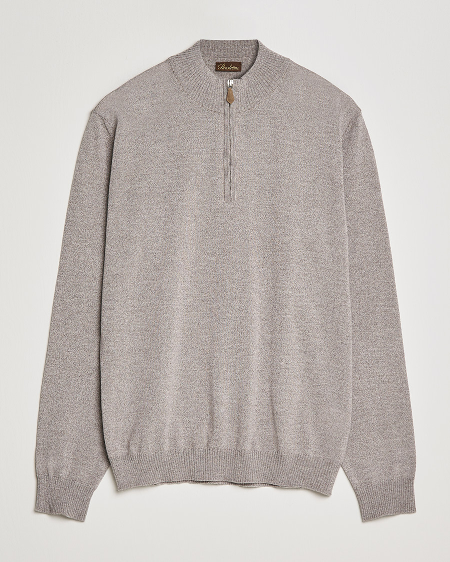 Homme | Pulls Et Tricots | Stenströms | Merino Wool Half Zip Beige Mouliné