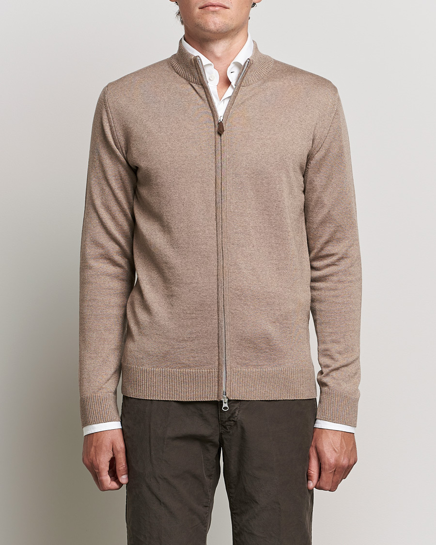 Homme | Pulls Et Tricots | Stenströms | Merino Full Zip Camel