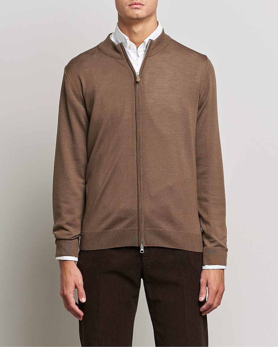 Homme | Pulls Et Tricots | Stenströms | Merino Full Zip Brown