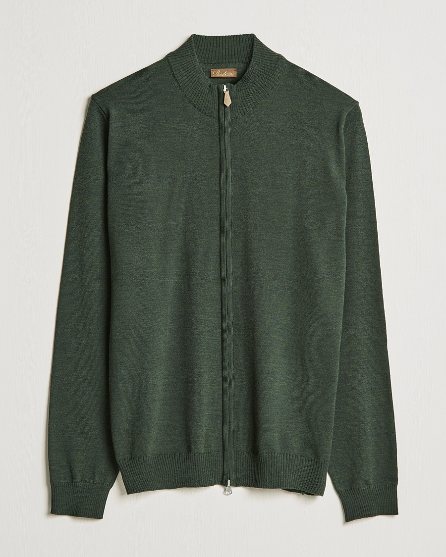Homme | Pulls Et Tricots | Stenströms | Merino Full Zip Dark Green