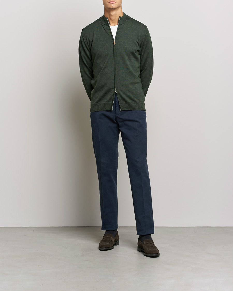 Homme | Pulls Et Tricots | Stenströms | Merino Full Zip Dark Green