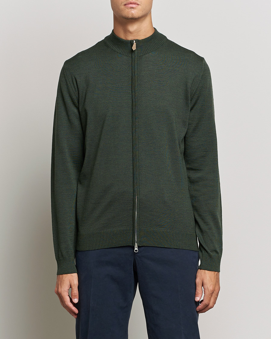 Homme | Pulls Et Tricots | Stenströms | Merino Full Zip Dark Green