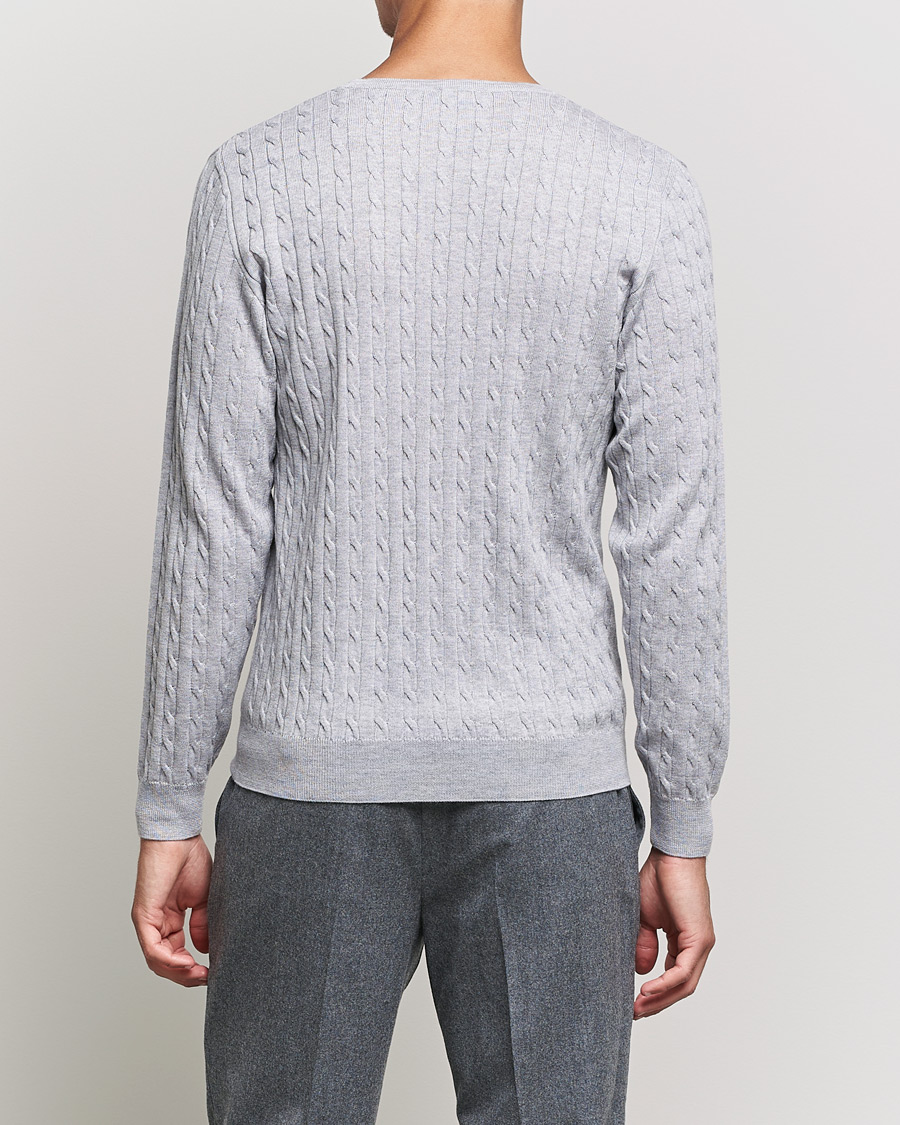Homme | Pulls Et Tricots | Stenströms | Merino Cable Crew Neck Light Grey