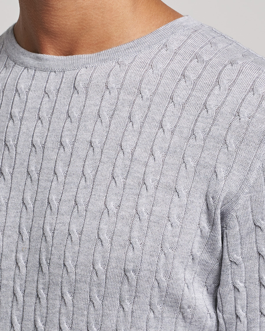 Homme | Pulls Et Tricots | Stenströms | Merino Cable Crew Neck Light Grey
