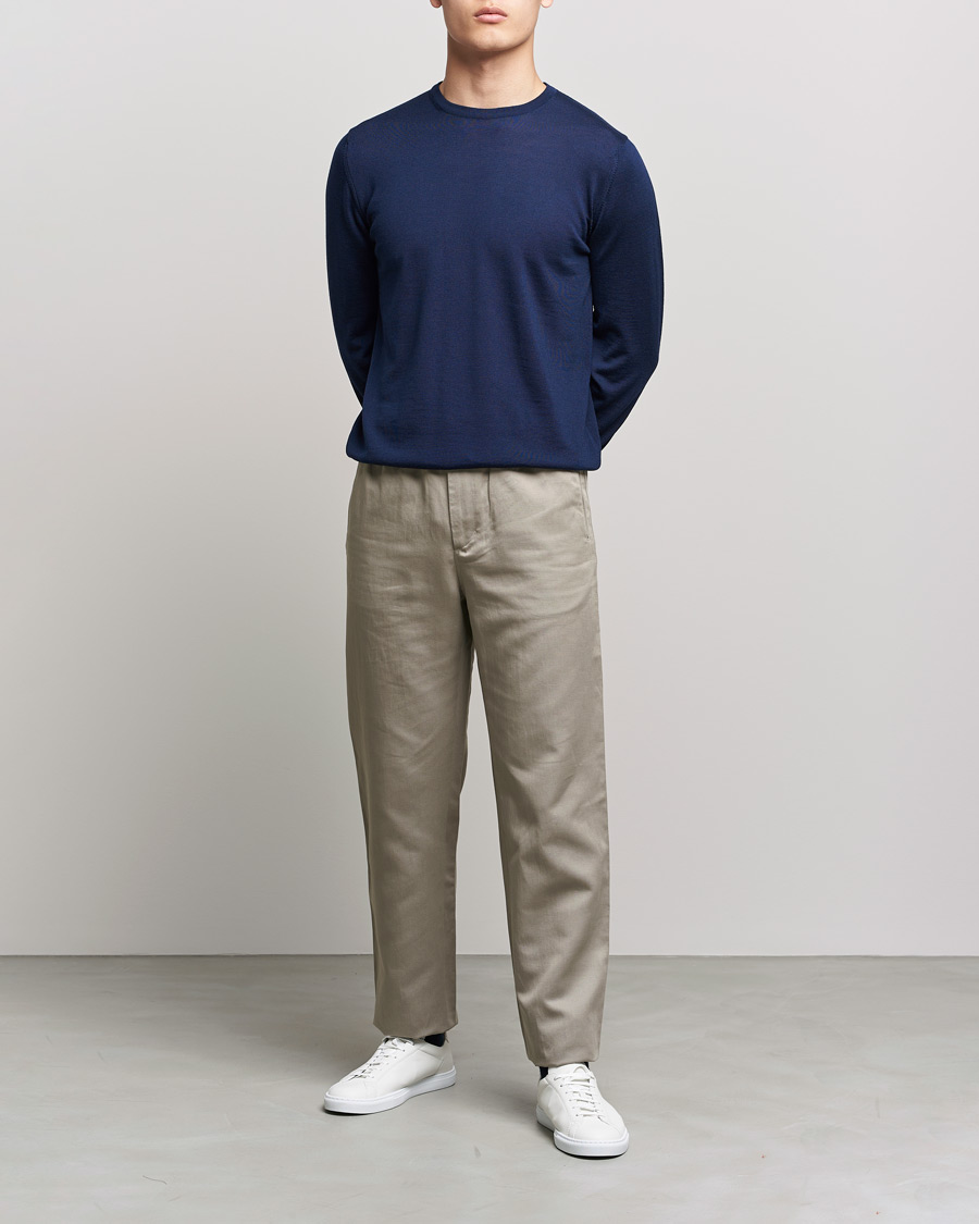 Homme | Pulls Et Tricots | Stenströms | Merino Crew Neck Navy