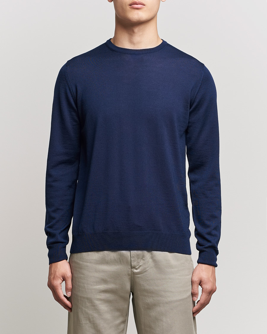 Homme | Pulls Et Tricots | Stenströms | Merino Crew Neck Navy