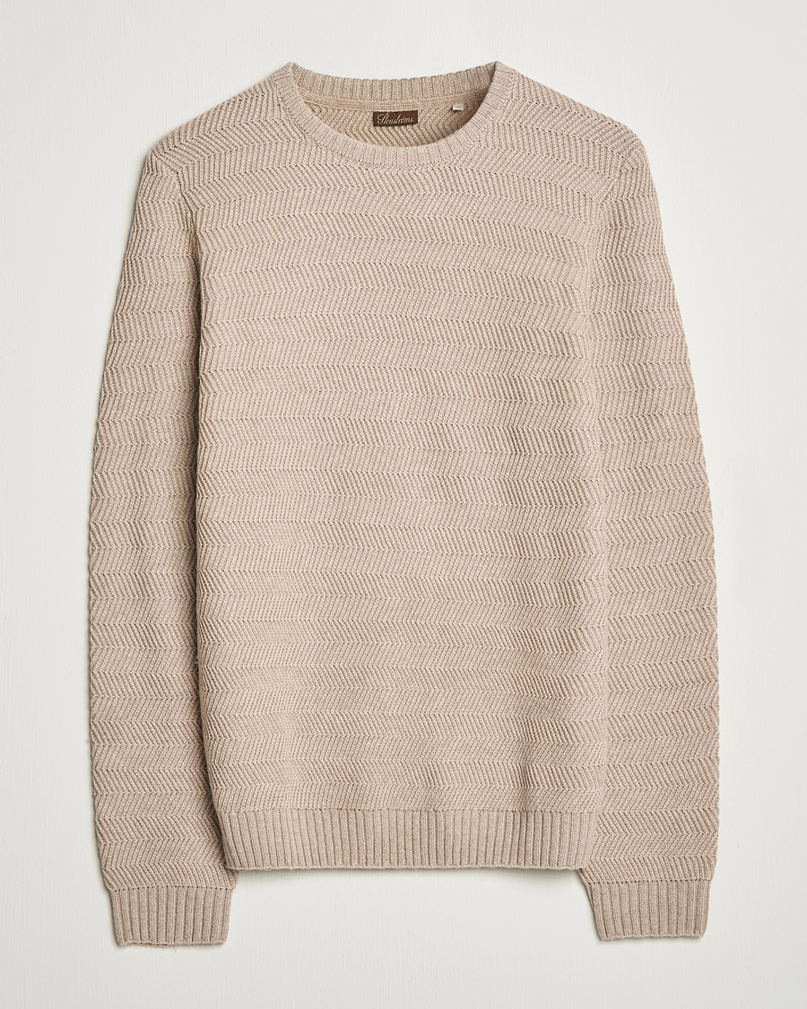 Homme | Pulls Et Tricots | Stenströms | Merino/Cashmere Herringbone Crew Neck Beige
