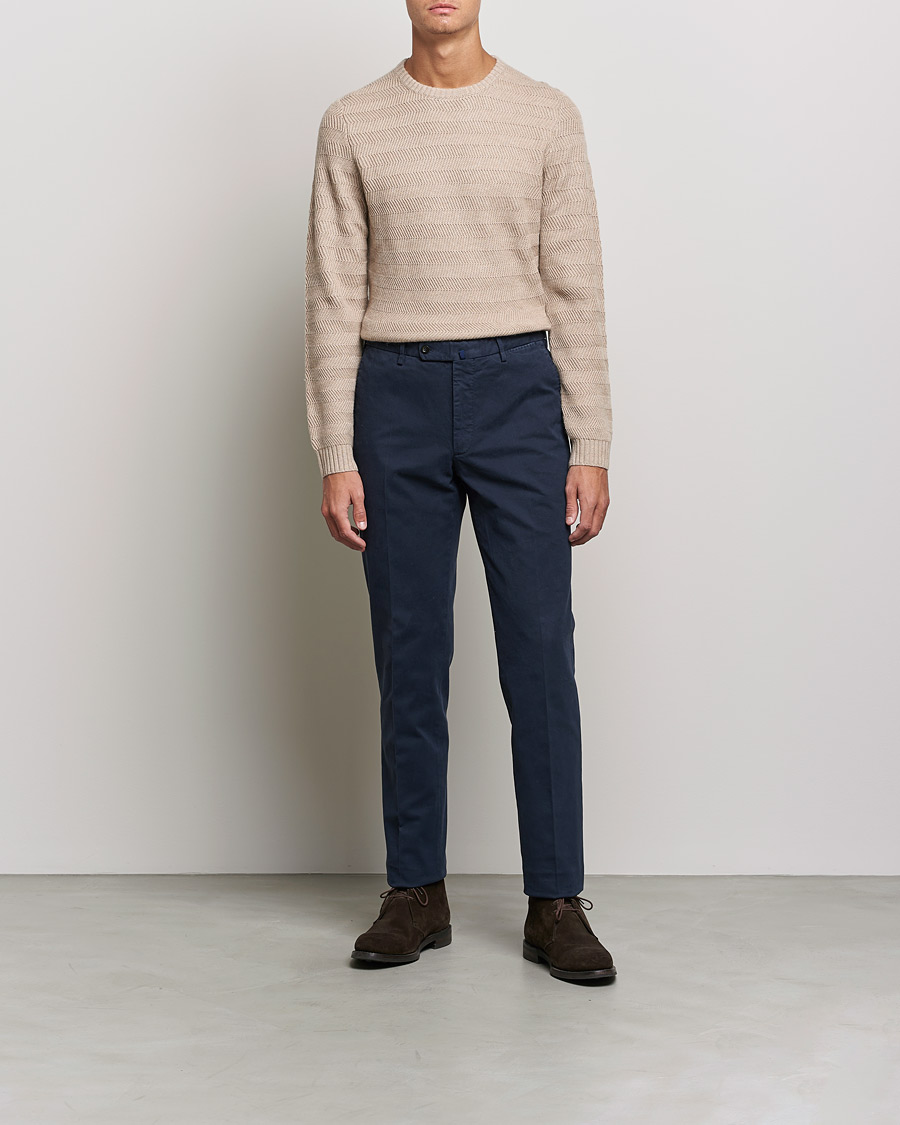 Homme | Pulls Et Tricots | Stenströms | Merino/Cashmere Herringbone Crew Neck Beige