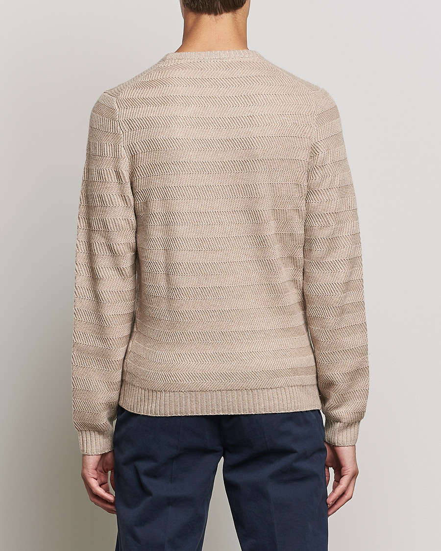Homme | Pulls Et Tricots | Stenströms | Merino/Cashmere Herringbone Crew Neck Beige