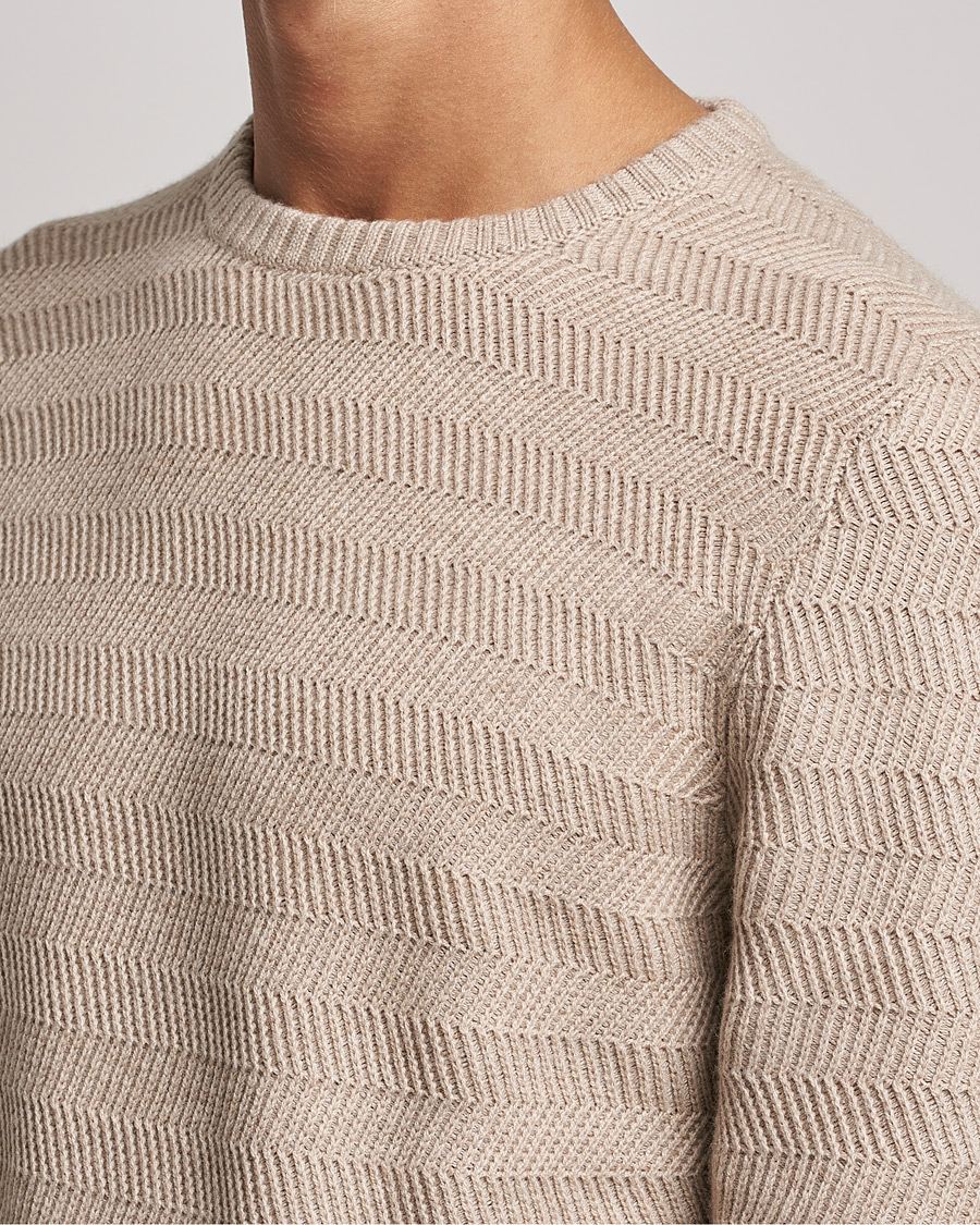 Homme | Pulls Et Tricots | Stenströms | Merino/Cashmere Herringbone Crew Neck Beige