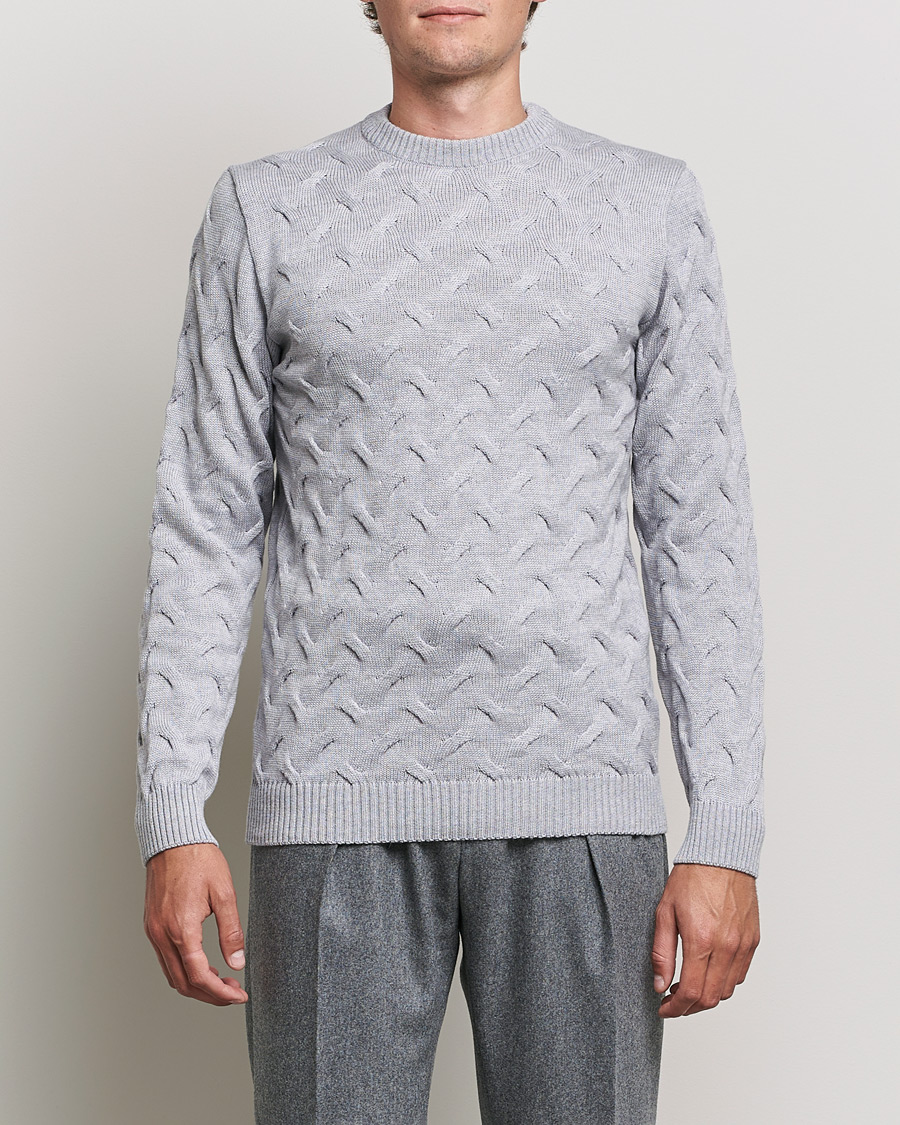 Homme | Pulls Et Tricots | Stenströms | Heavy Cable Merino Crew Neck Light Grey