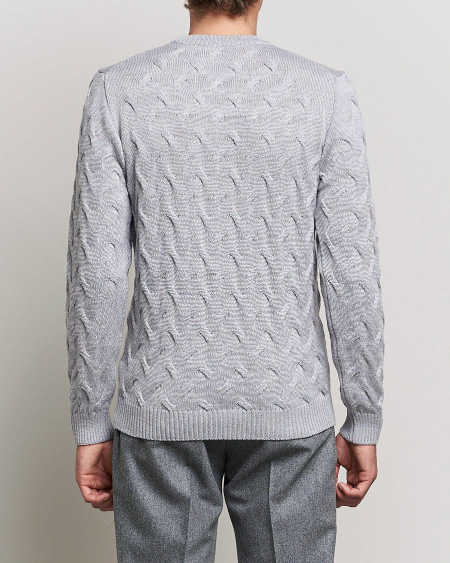 Homme | Pulls Et Tricots | Stenströms | Heavy Cable Merino Crew Neck Light Grey