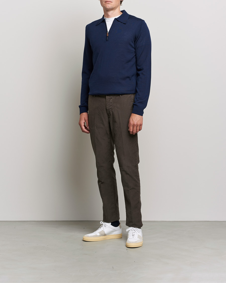 Homme | Pulls Et Tricots | Stenströms | Merino Half Zip Polo Navy