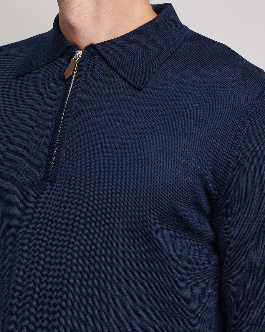 Homme | Pulls Et Tricots | Stenströms | Merino Half Zip Polo Navy