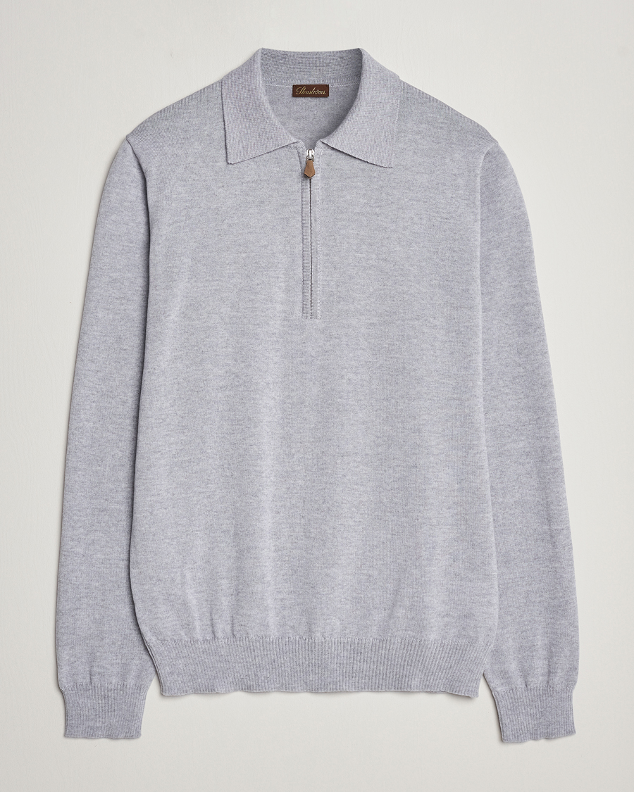 Homme | Pulls Et Tricots | Stenströms | Merino Wool Zip Polo Light Grey