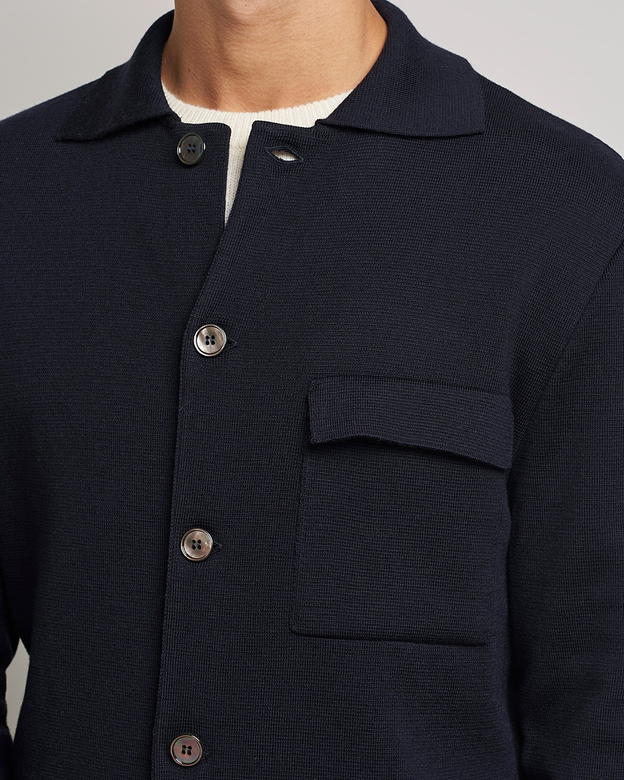 Homme | Pulls Et Tricots | Stenströms | Merino Chest Pocket Cardigan Navy