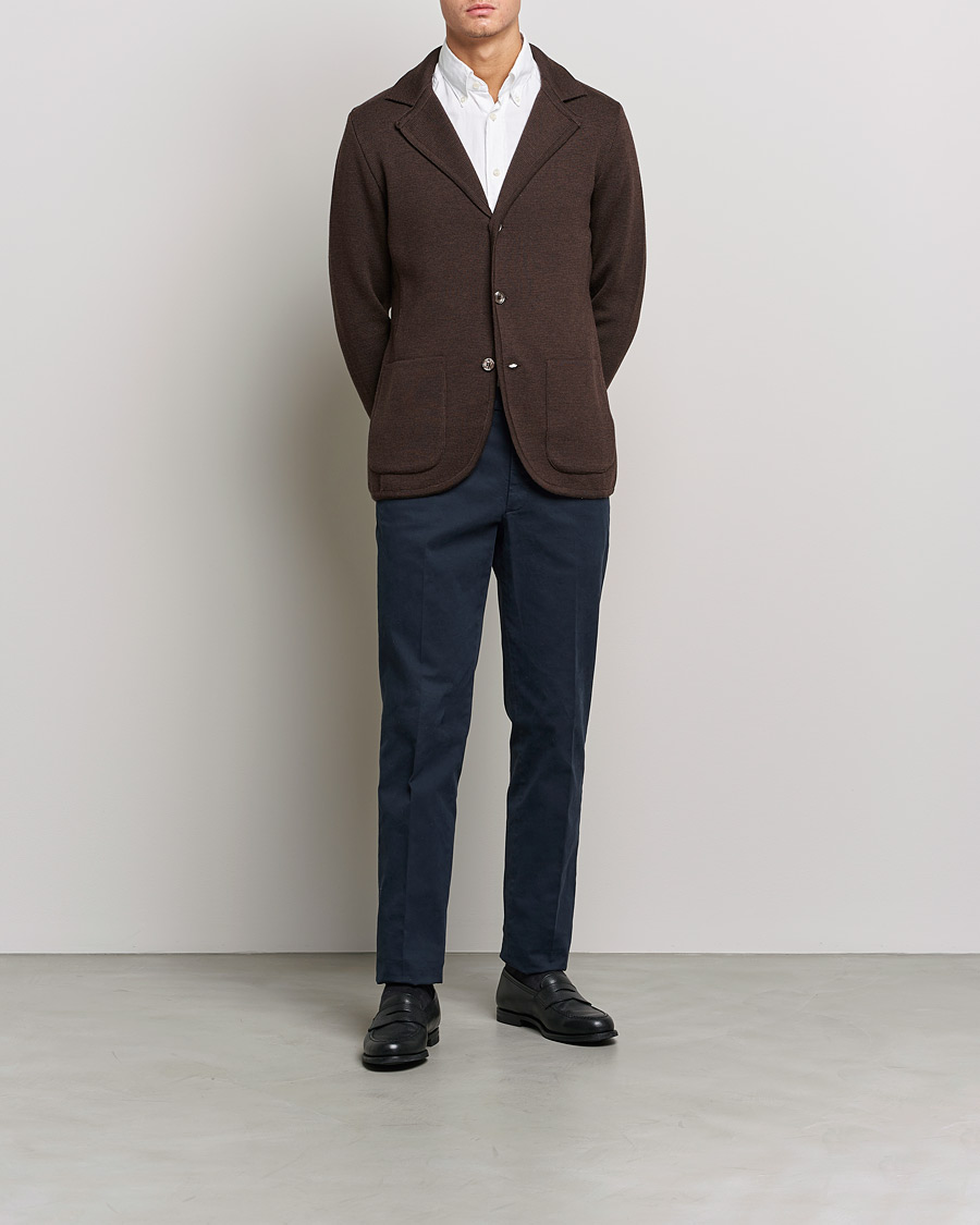 Homme | Blazers | Stenströms | Milano Knitted Merino Blazer Brown