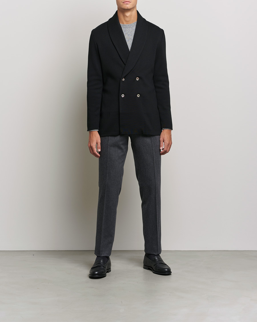 Homme | Blazers | Stenströms | Milano Knitted Merino Tuxedo Cardigan Black